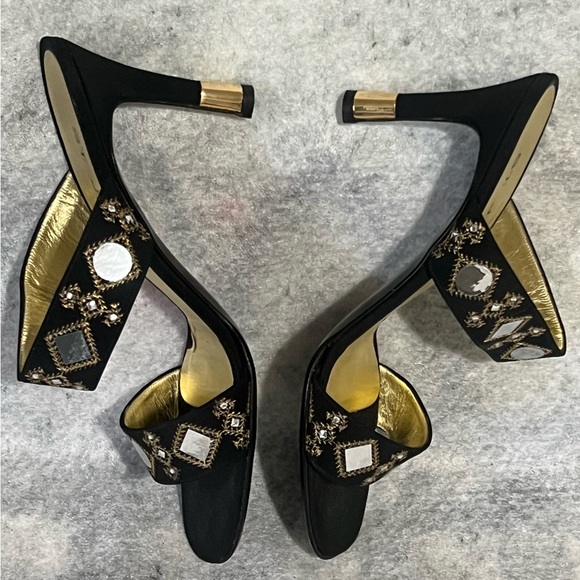 VTG*New-ST.John Satin Embellished Heeled Sandals Slip on Sandals/heels~Size:8~ - Picture 9 of 14